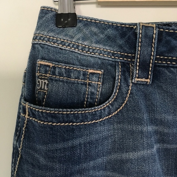 Miss Me High Rise Jean Skirt Southwestern Embroidered Aztec Cotton Denim Size 28 - Picture 6 of 15